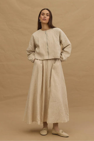 Kraşlı Bomber Skirt Set Stone