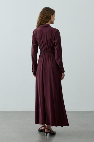 Kruvaze Bağlamalı Elbise Mürdüm