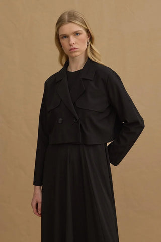 Kruvaze Ceket Elbise Takım Siyah - Fahhar Design