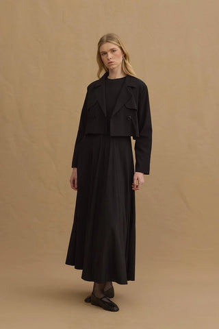 Kruvaze Ceket Elbise Takım Siyah - Fahhar Design