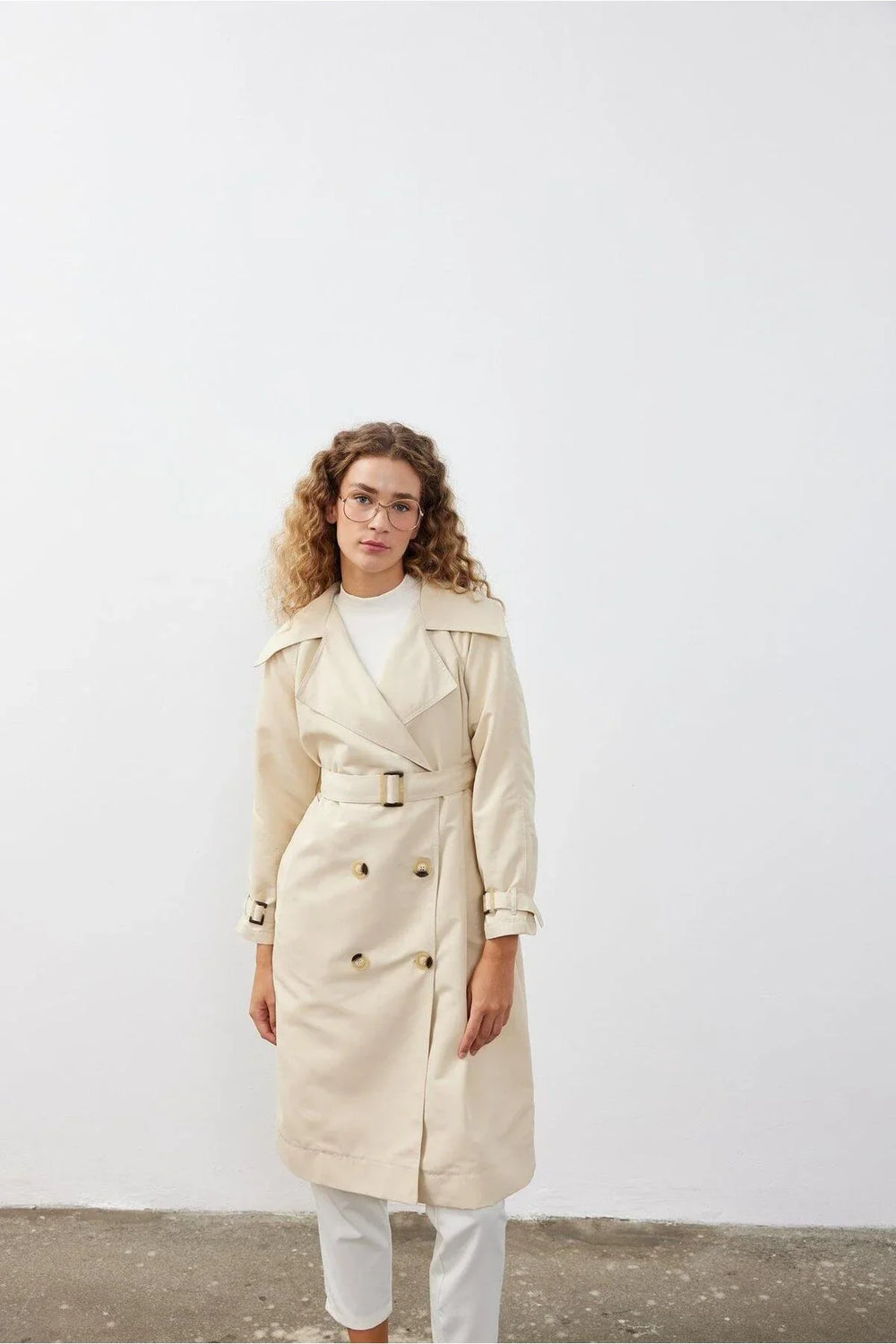 Double Breasted Women's Trench Coat Beige