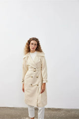 Kruvaze Kadın Trençkot Bej