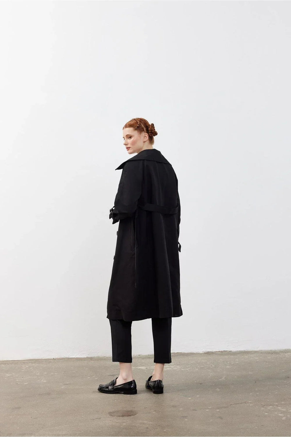 Double Breasted Women's Trench Coat Black