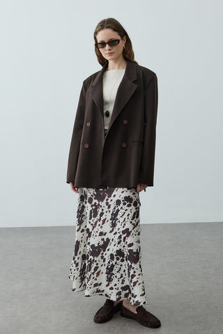 Kruvaze Oversize Blazer Acı Kahve