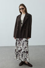 Kruvaze Oversize Blazer Acı Kahve