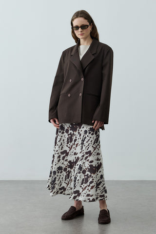 Kruvaze Oversize Blazer Acı Kahve