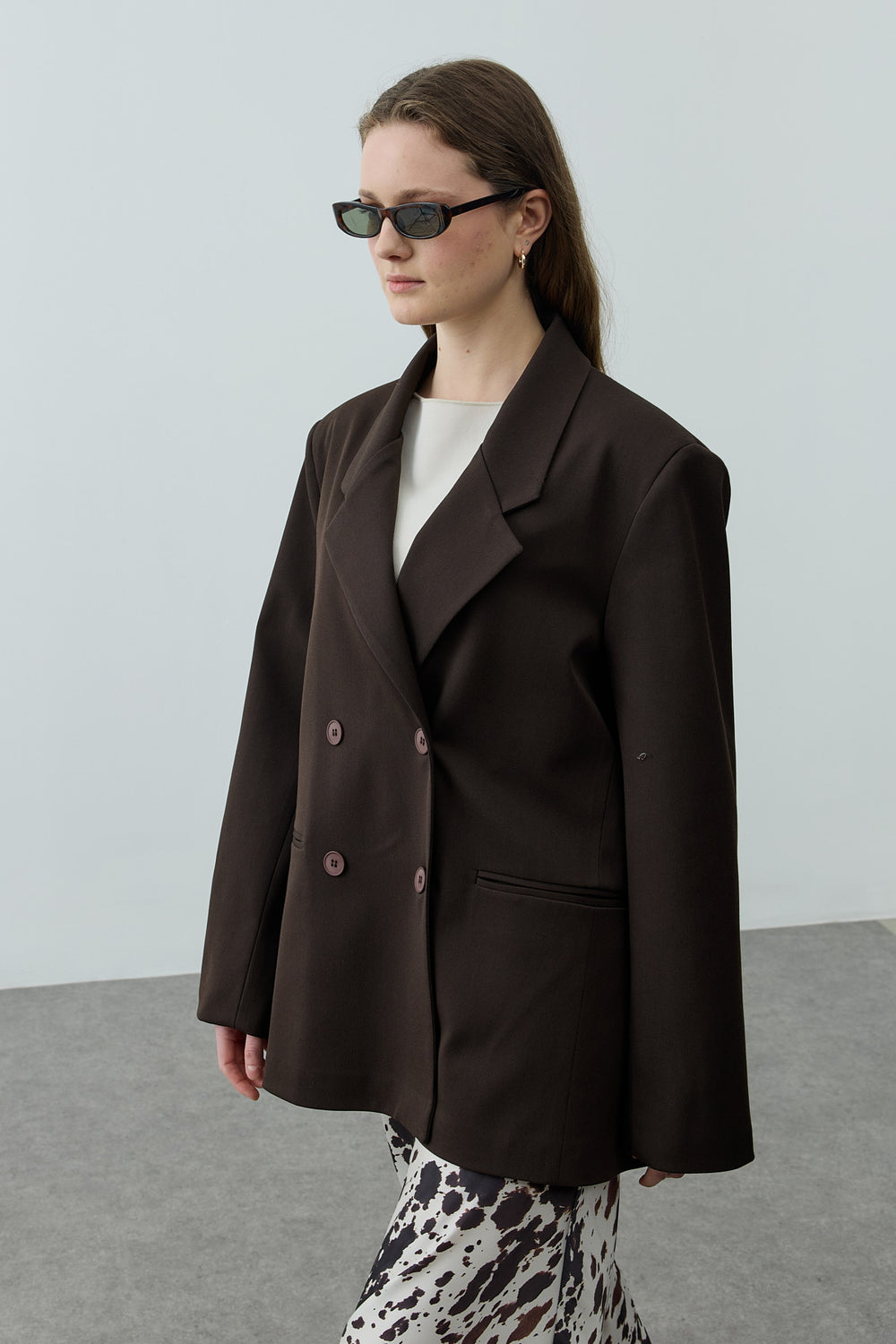 Kruvaze Oversize Blazer Acı Kahve