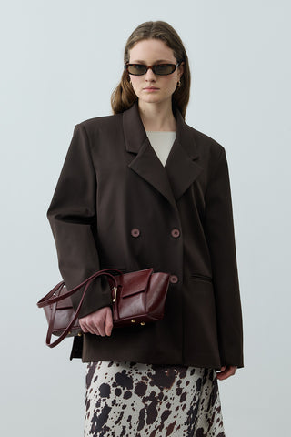 Kruvaze Oversize Blazer Acı Kahve