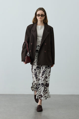 Kruvaze Oversize Blazer Acı Kahve