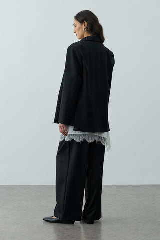 Kruvaze Oversize Blazer Siyah