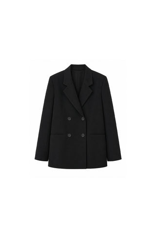 Kruvaze Oversize Blazer Siyah