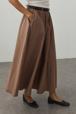 Küçük Ekose Büzgülü Etek Camel