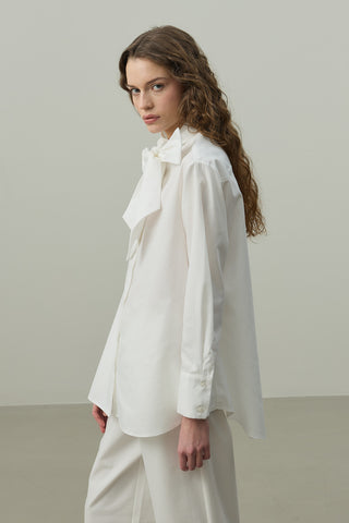Kuşaklı Gömlek Beyaz