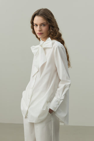 Kuşaklı Gömlek Beyaz