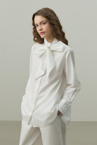 Kuşaklı Gömlek Beyaz