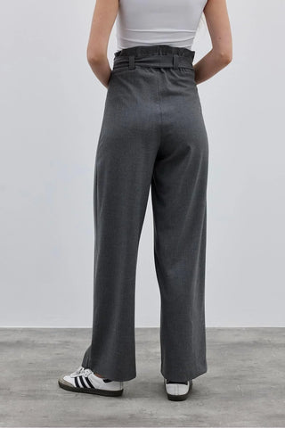 Kuşaklı Kadın Pantolon Gri - Fahhar Design
