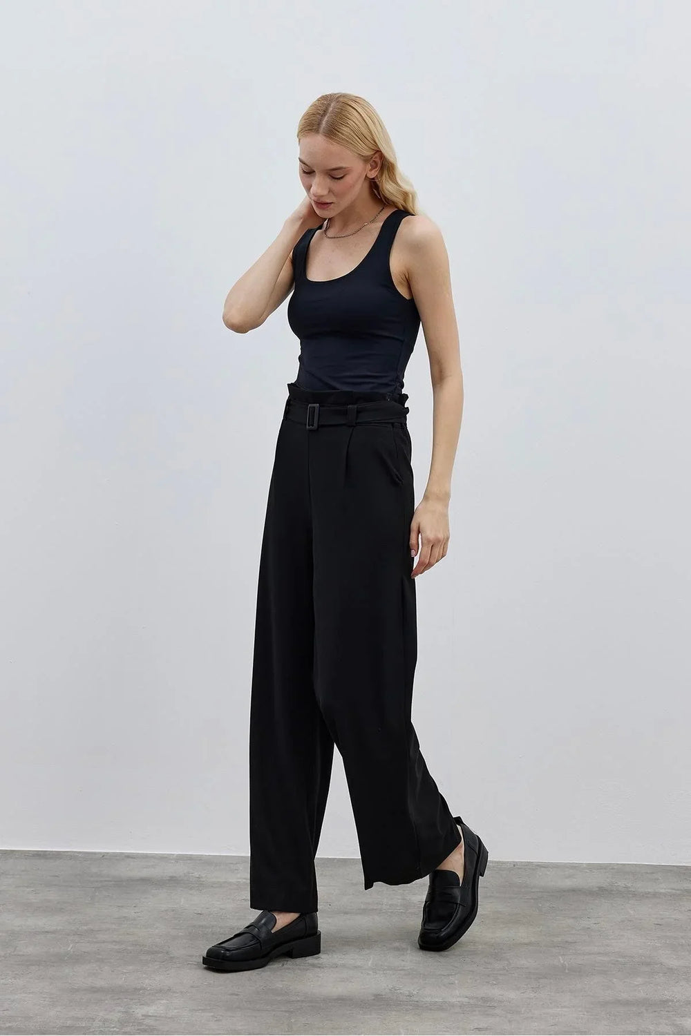 Belted Women's Trousers Black
