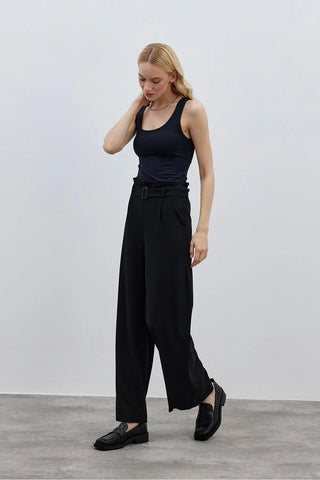 Kuşaklı Kadın Pantolon Siyah - Fahhar Design