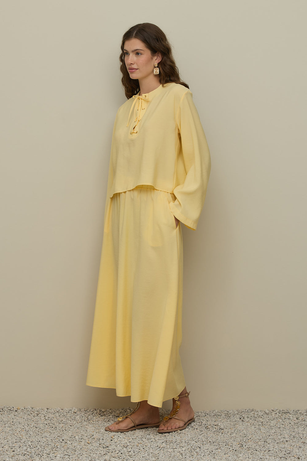 Eyelet Modal Skirt Set Yellow