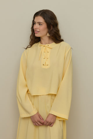 Eyelet Modal Skirt Set Yellow