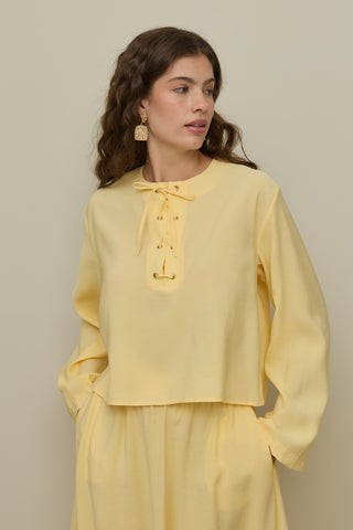 Eyelet Modal Skirt Set Yellow