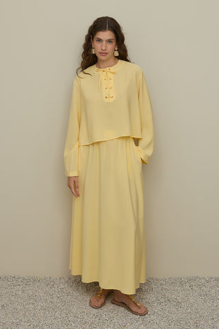 Eyelet Modal Skirt Set Yellow