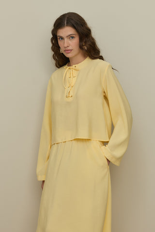 Eyelet Modal Skirt Set Yellow