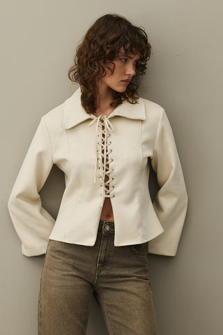Eyelet Suede Jacket Beige
