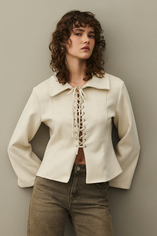 Eyelet Suede Jacket Beige
