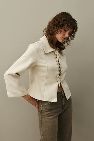 Eyelet Suede Jacket Beige