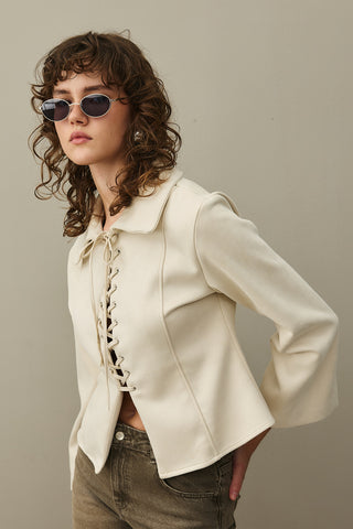 Eyelet Suede Jacket Beige