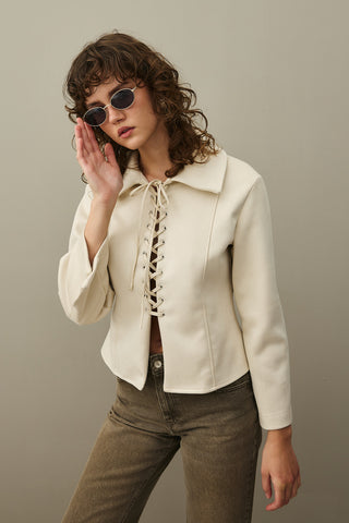 Eyelet Suede Jacket Beige