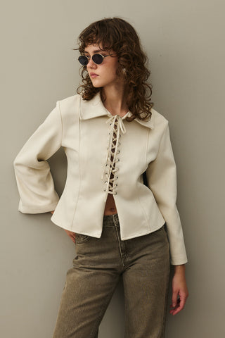 Eyelet Suede Jacket Beige
