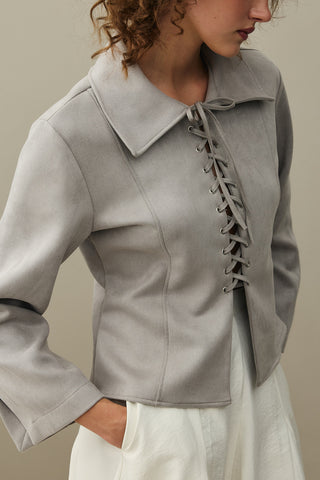 Eyelet Suede Jacket Gray