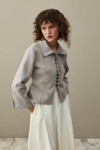 Eyelet Suede Jacket Gray
