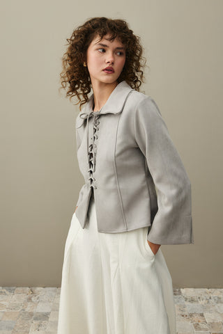Eyelet Suede Jacket Gray
