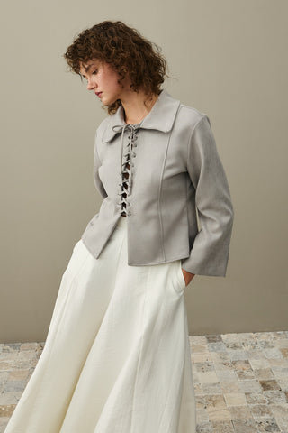 Eyelet Suede Jacket Gray