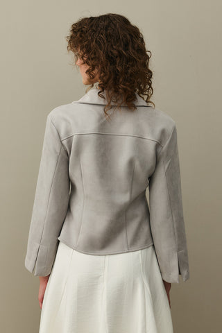 Eyelet Suede Jacket Gray