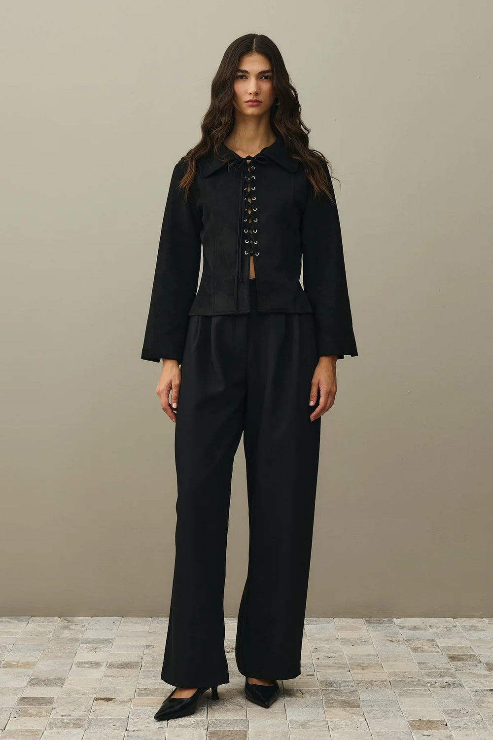 Eyelet Suede Jacket Black
