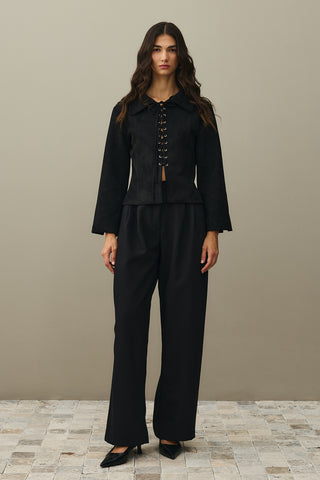 Eyelet Suede Jacket Black