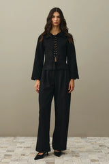 Kuşgözlü Süet Ceket Siyah