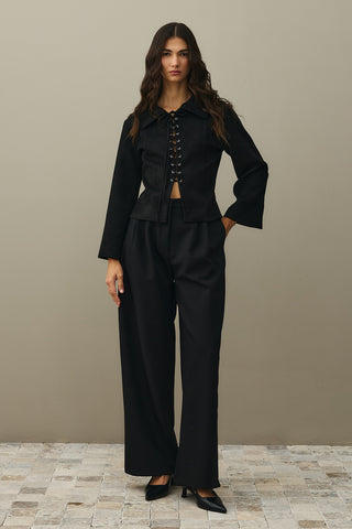 Eyelet Suede Jacket Black