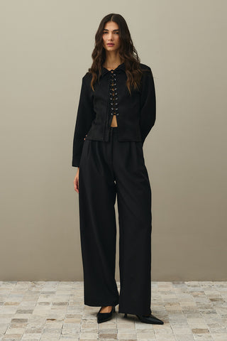 Eyelet Suede Jacket Black