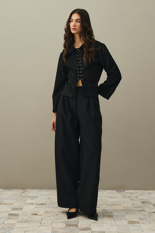 Eyelet Suede Jacket Black