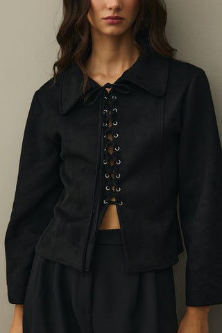 Eyelet Suede Jacket Black