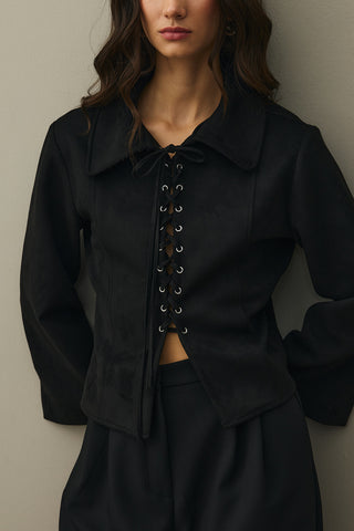 Eyelet Suede Jacket Black