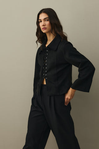 Eyelet Suede Jacket Black