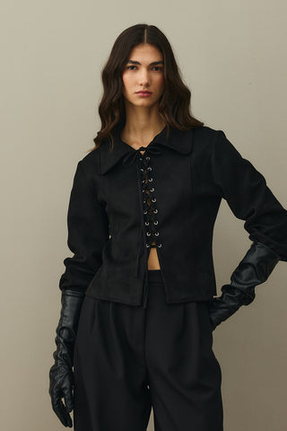 Eyelet Suede Jacket Black