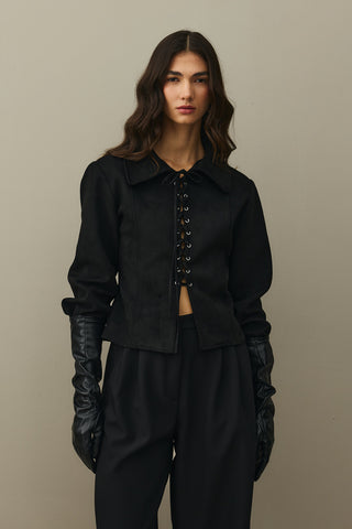 Eyelet Suede Jacket Black