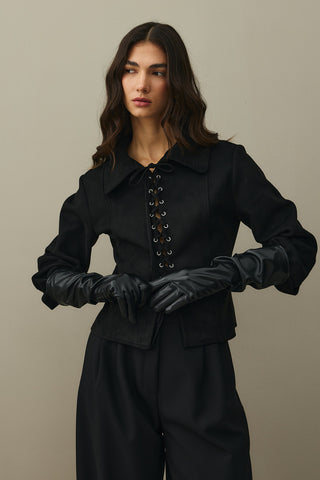 Eyelet Suede Jacket Black